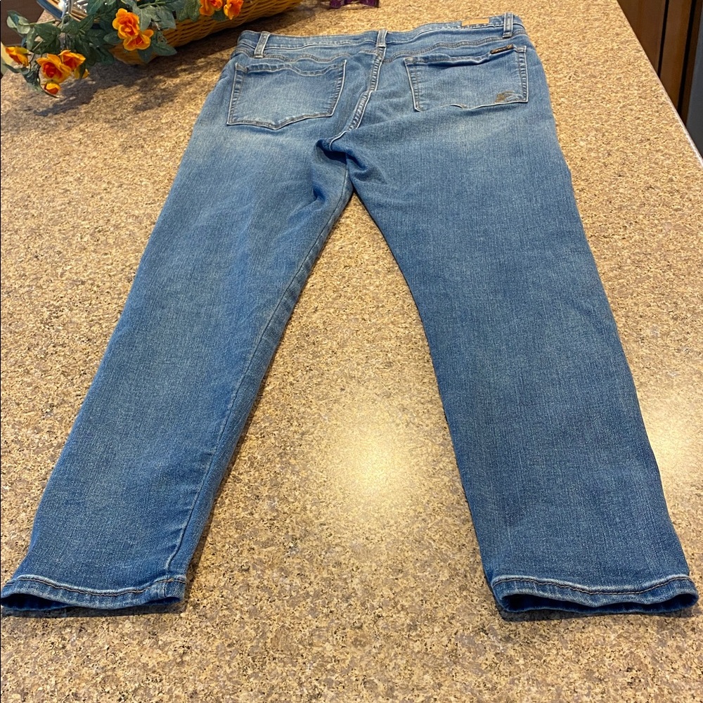 Seven7 Seamless Pull On Skinny Blue Jeans L/G MUSTY Faux Front Pockets No Zipper - Picture 11 of 16